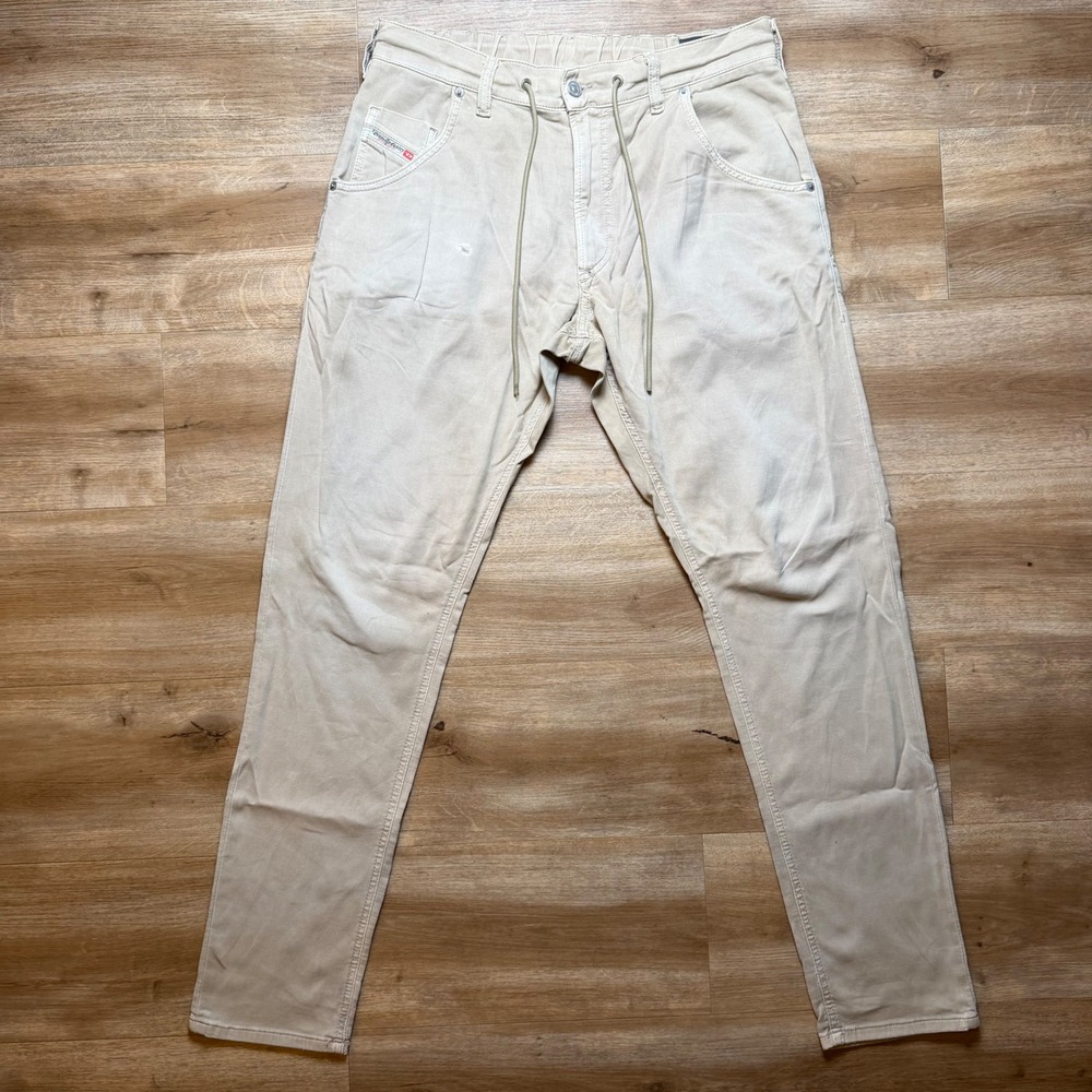 Diesel Krooley-E-NE JoggJeans Mens 30x32 Beige Tan Tapered Leg Drawstring 0670M